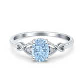 Oval Infinity Ring with Aquamarine CZ
